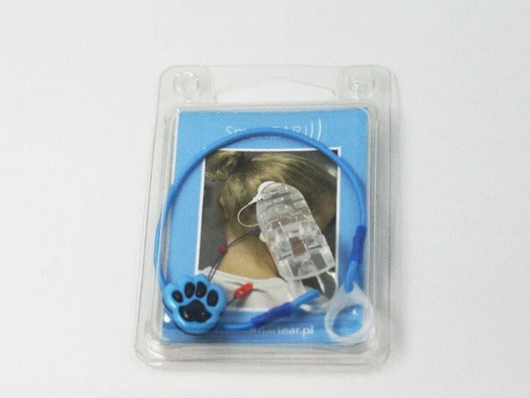 Zawieszka na jeden procesor mowy lub aparat słuchowy - łapa (klips przeźroczysty)