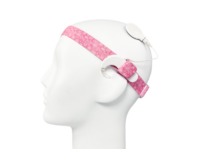 Opaska EasyFlex PRO do procesorów mowy / implantów - różowa w kwiatki