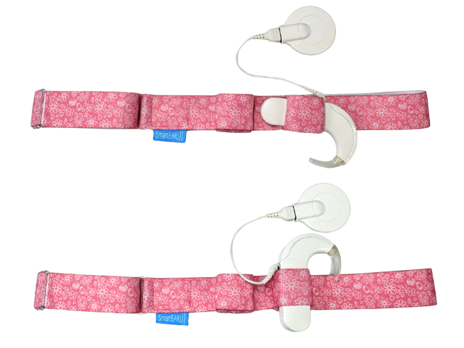 Opaska EasyFlex PRO do procesorów mowy / implantów - różowa w kwiatki