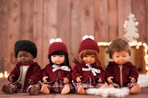 Komplet z sukienką na chłodne dni 38cm Miniland
