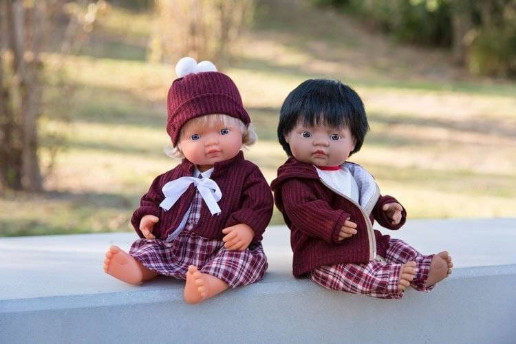 Komplet z sukienką na chłodne dni 38cm Miniland