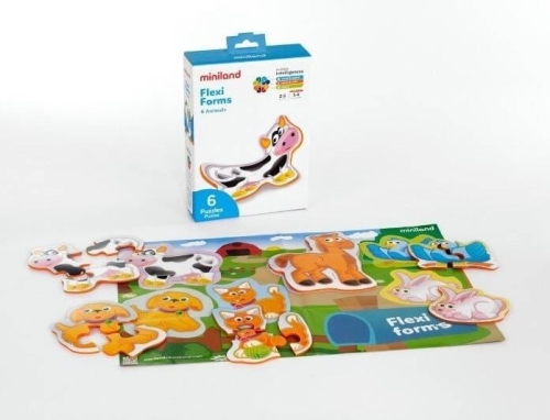 Pierwsze Puzzle 6w1 Zwierzatka Miniland elastyczne i trwałe