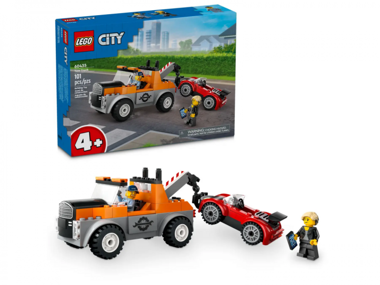 Samochód pomocy drogowej i naprawa sportowego auta LEGO ludzik z implantem ślimakowym